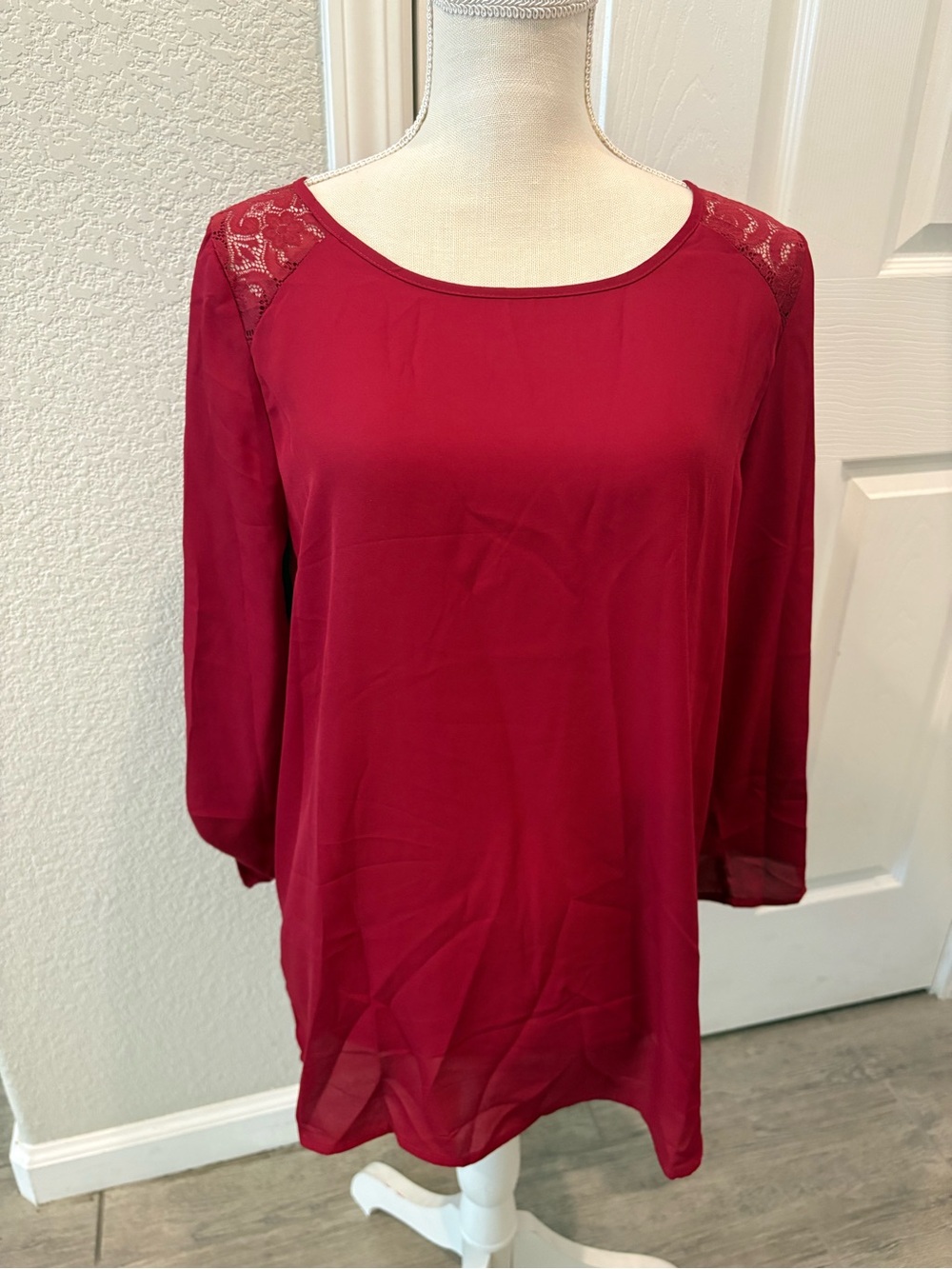 Papermoon Burgundy Lace Shoulder Tunic Top